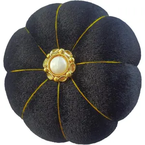 Velvet Wrist Pin Needle Cushion Pincushion for Sewing with Adjustable Elastic Strap Fits All Wrist Sizes (Black), 3 1/4 inches (L) x 3 1/4 inches (W) x 1 3/4 inches (H)