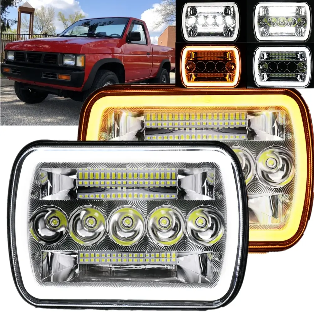 2PCS 5x7 7x6 Inch Led Headlights Hi/Low Led Sealed Beam Projector Headlamp Compatible with Jeep Wrangler YJ Cherokee XJ Kenworth T300 1997-2010 H4 Plug H6054 H5054 6054 6052