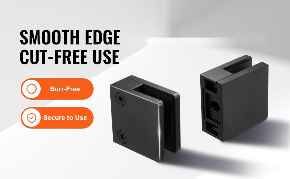 40-Piece Glass Clamp Set For 0.31-0.47 Inch Tempered Glass, 304 Stainless Steel Railing Brackets and Mounting Clamps, Square Glass Shelf Brackets For Balcony, Garden, Deck, Stair, Black