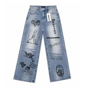 Mixed Emotions Blue Canvas Denim Jeans