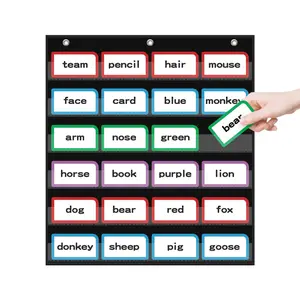 A 6-Level Vocabulary Pocket Chart Designed for Classrooms, Featuring 6 Pockets. This Black Standard Pocket Chart Is Suitable for Both Classroom And Home Use