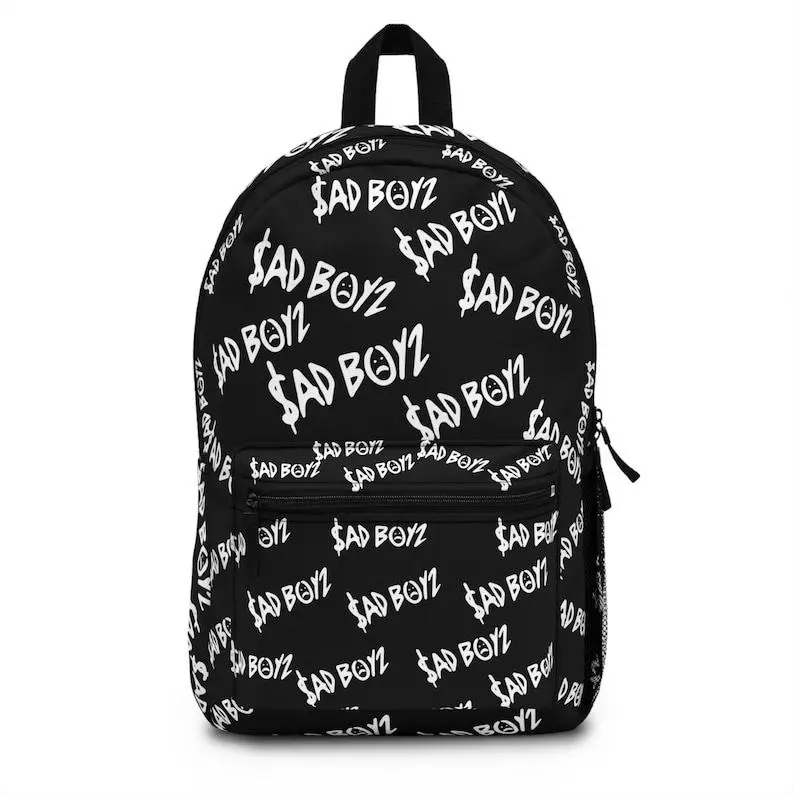 Sad Boyz Backpack, Streetwear School Bookbag, Aesthetic Laptop Backpack, Trendy Travel Bag, Everyday Student Daypack, Urban Casual Backpack