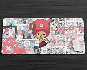 Chopper One Piecee Mouse Pad, Cute Anime Manga Desk Mat with Comic Panel Background, Large Gaming Mat for Keyboard and PC Setup