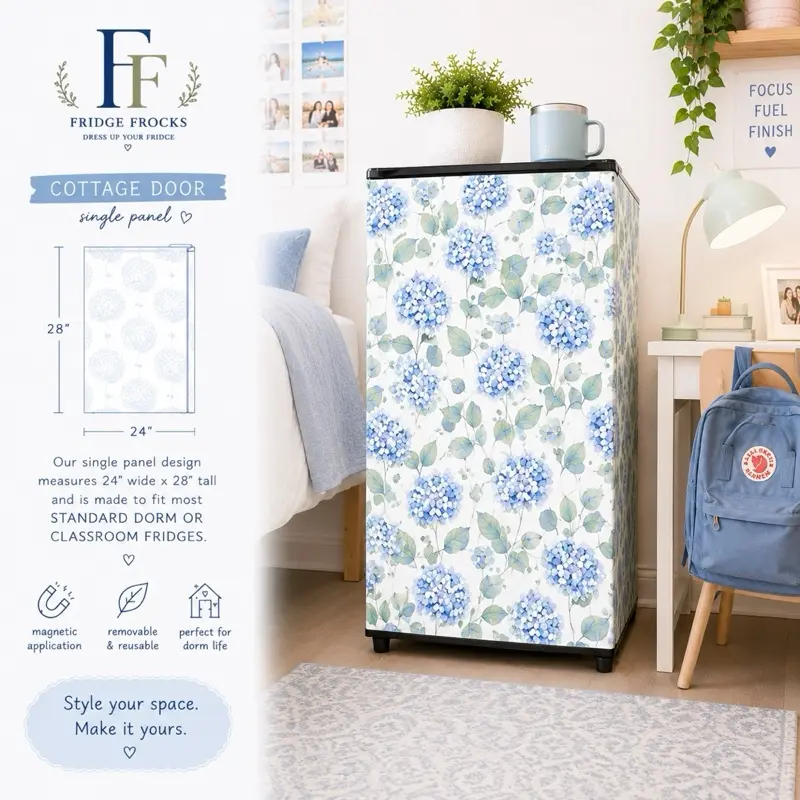 Magnetic Mini Fridge Covers (Fridge Frocks), Dorm & Classroom Decor Accessories Blueberry Scallop Collection Door Removable