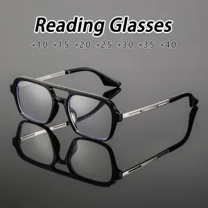 Men's Rectangular Full Frame Reading Glasses, +1.0 to +4.0 Prescription, Durable PC Material, Casual Style for Men and Women, Reading Eyeglasses