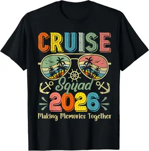 100% Cotton Cruise Squad 2026 Family Group Matching Summer Vacation T-Shirt