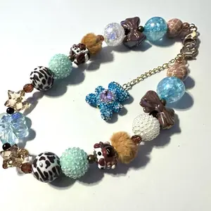 Brown blue Teddy bag/keychain
