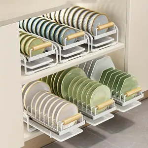 1pc of Metal Cabinet Organizer, Enhanced Drawer Slide-Out Dish Drying Racks with Adjustable Drainboard for Kitchen, Countertop, Cupboard, And Drawer Use, Suitable for Rvs, Pull-Out Drawer for Under-Sink Organization, in Grey And White