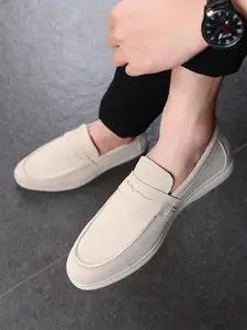Men's Suede Loafers Slip-On Soft Sole Shoes, Lightweight Breathable Flat Casual Driving Walking Oxford Shoes for Men