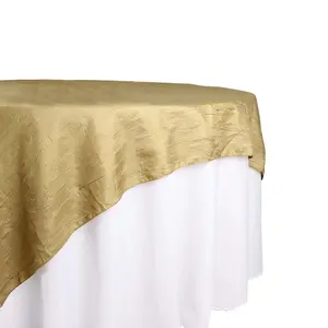 Taffeta Table Overlay 72"x72" Gold with Accordion Crinkle Design - Stylish Decor for Special Occasions