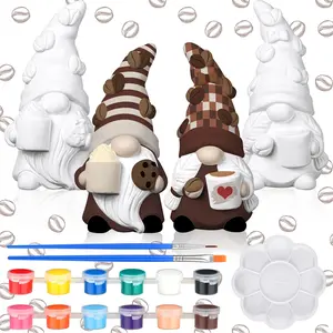 Paint Gnome Figurines Paint Your Own Ceramic Gnome Statues Patriotic Blank Ceramics Unpainted Gnome Figurines Paintable Gnome Figurines Craft DIY Art with Brush Palette Paint, America Independence Day Gifts