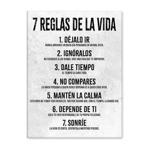 HoneyKICK 7 Rules of Life Bilingual Unframed Cardstock Wall Print, Motivational Home Decoration for Living Room, Bedroom, Office Gift