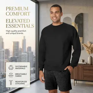 Men's Heavyweight Fleece Crewneck Sweatshirt Pullover - Ultimate Comfort Warm Casual Wear Perfect for Everyday Relaxation Gym Lounge Hoodie Alternative Soft Cozy Fabric Essential Clothing