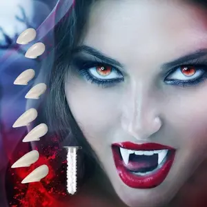 2 Pairs Adhesive-Backed Vampire Fangs, Cosplay False Teeth, Festive Party Props for Halloween