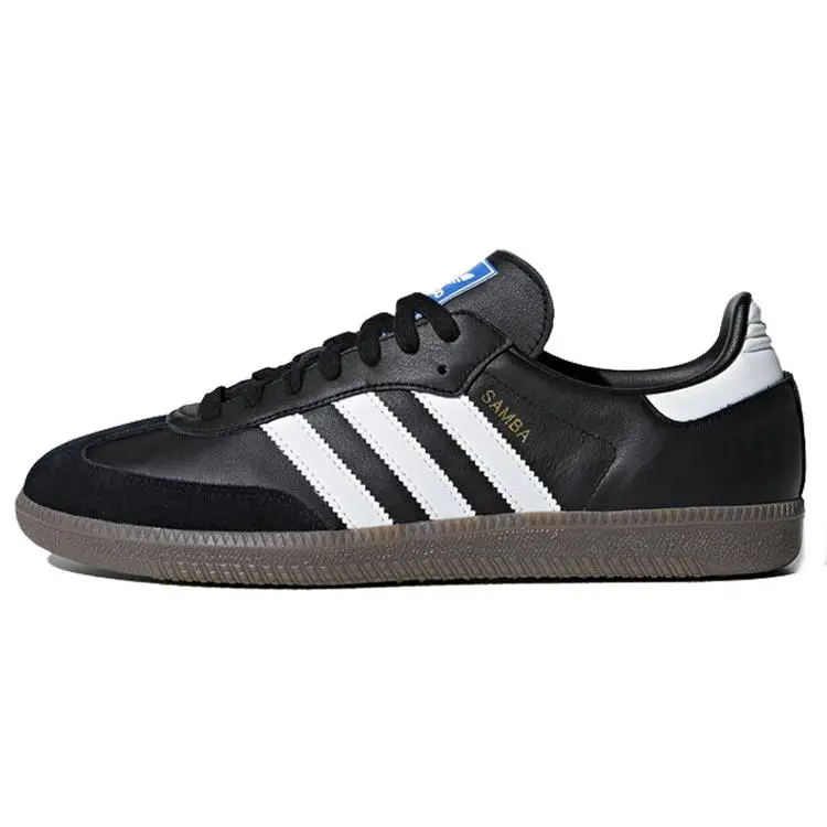 Retro Casual Trainers in Black and White with 3-Stripes Design and Gum Sole, Lace-up Round Toe Sneakers, Style B75807