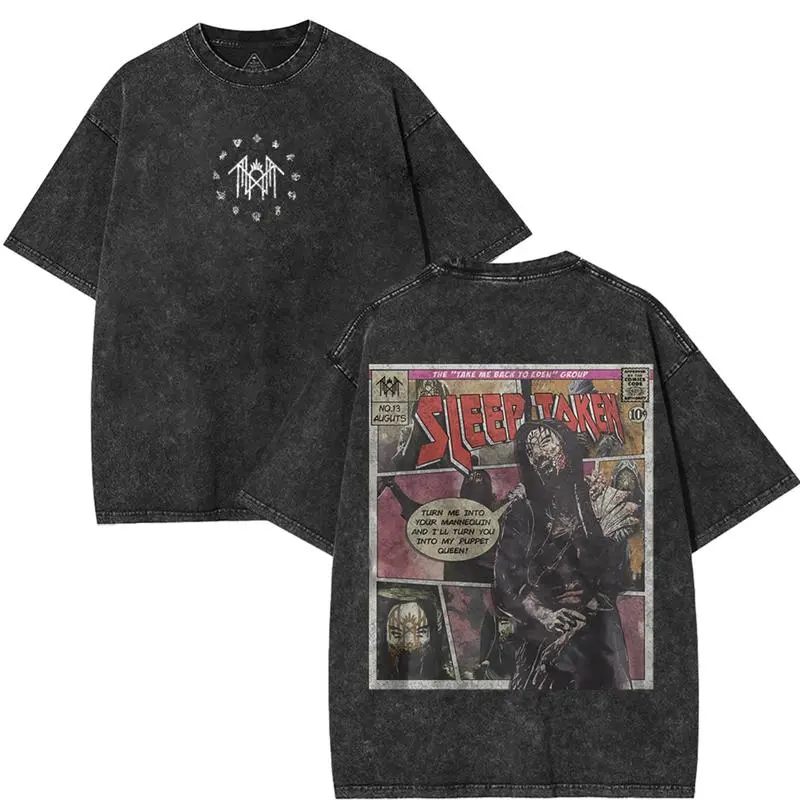 Sleep Token Comic Shirt Vintage Take Me Back To Eden Album Oversized Washed Heavy Cotton Rock Shirt, Gift for Grunge, Goth Punk Emo Clothes