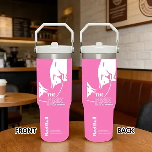 DIY REDBULL Vacuum Flasks 30oz Flip Straw White Tumbler with Handle | Leakproof Twist-On Lid Water Bottle | Double Wall Vacuum Insulated Stainless Steel Cup | BPA-Free Reusable Travel Mug for Gym, Work & Daily Use Drinkware