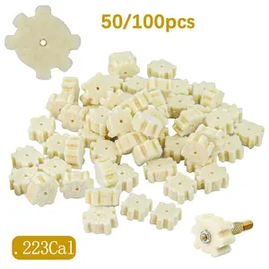 50/100 Piece .223 Caliber 5.56mm Wool Star Bore Cleaning Pads, Rod Adapter Included, Gun Maintenance Cleaning Kit