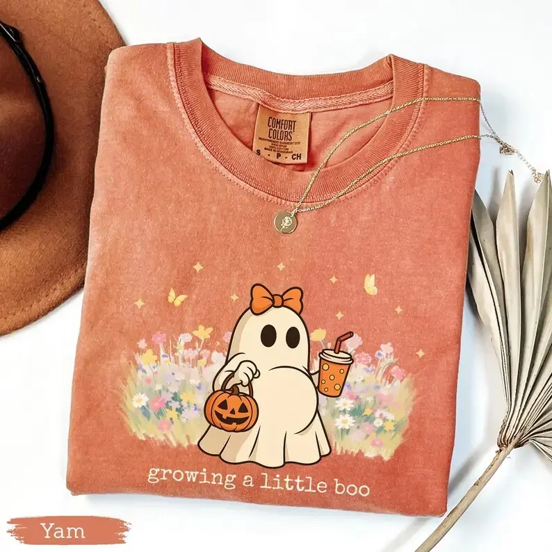 Halloween Maternity Shirt, Growing A Little Boo, Funny Pregnancy Announcement 2025 Shirt, Spooky Pregnant Costume, New Mommy