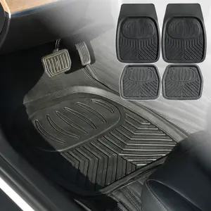 Floor Mats for Cars Trucks SUV, 4 Piece All-Weather Car Mats with Universal Fit Design, Durable Car Floor Mats with Capture Ridges, Waterproof Rubber Floor Mats for Cars