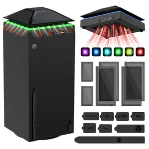 MENEEA Cooling Fan Dust Proof for Xbox Series X Console with Colorful Light Strip,MENEEA Dust Cover Filter,Rubber Plugs,Low Noise Top Fan with 3 Gears,Cooler&Light Independent Touch Switch, 2 USB Port
