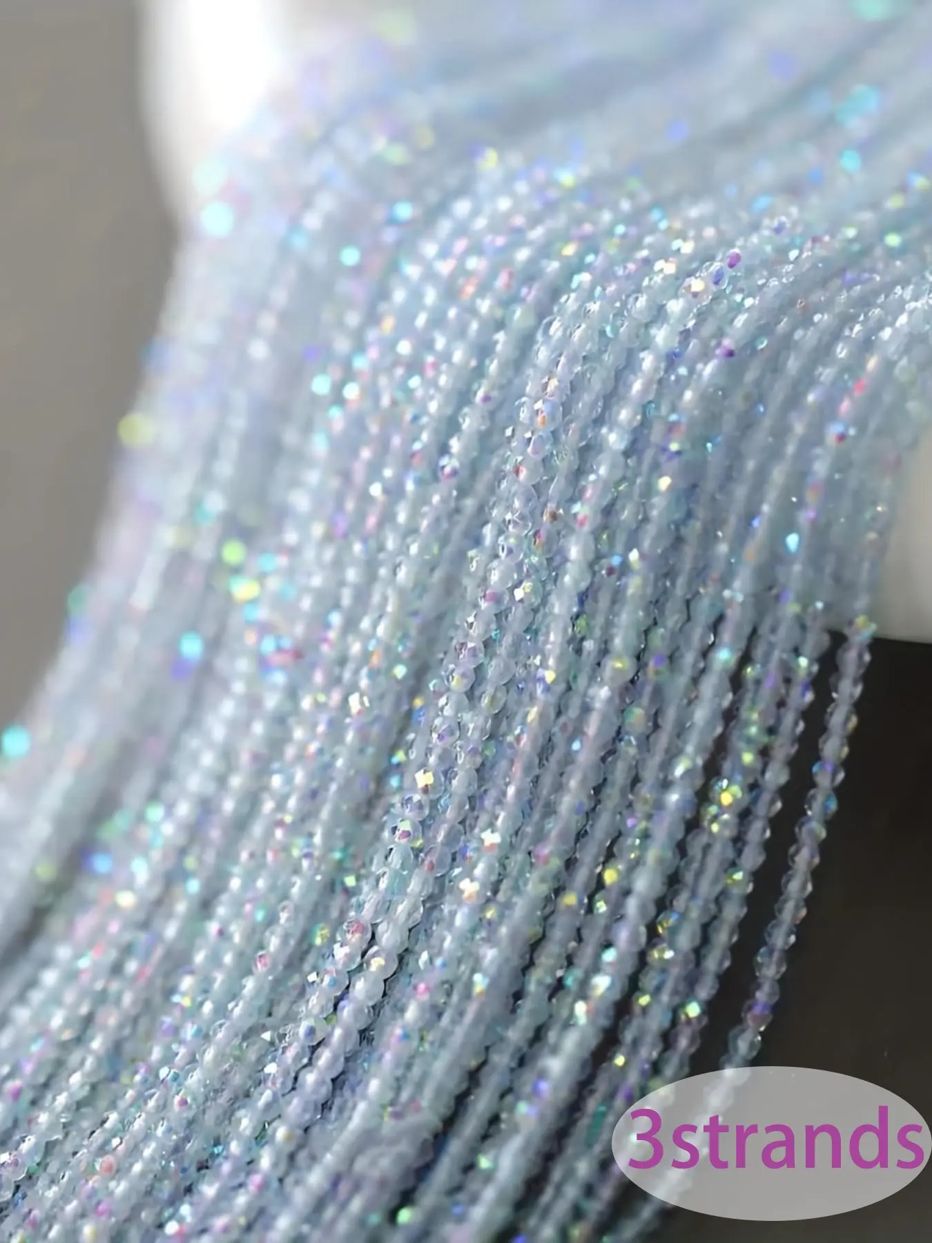 3 Strand Glass Beads 530-550 Pcs 2mm Tiny Cut Faceted Round Bead Strands Bead Assortment DIY Mixed Beads Beading Supplies DIY Jewelry Making Supplies for Rings Bracelets Necklaces