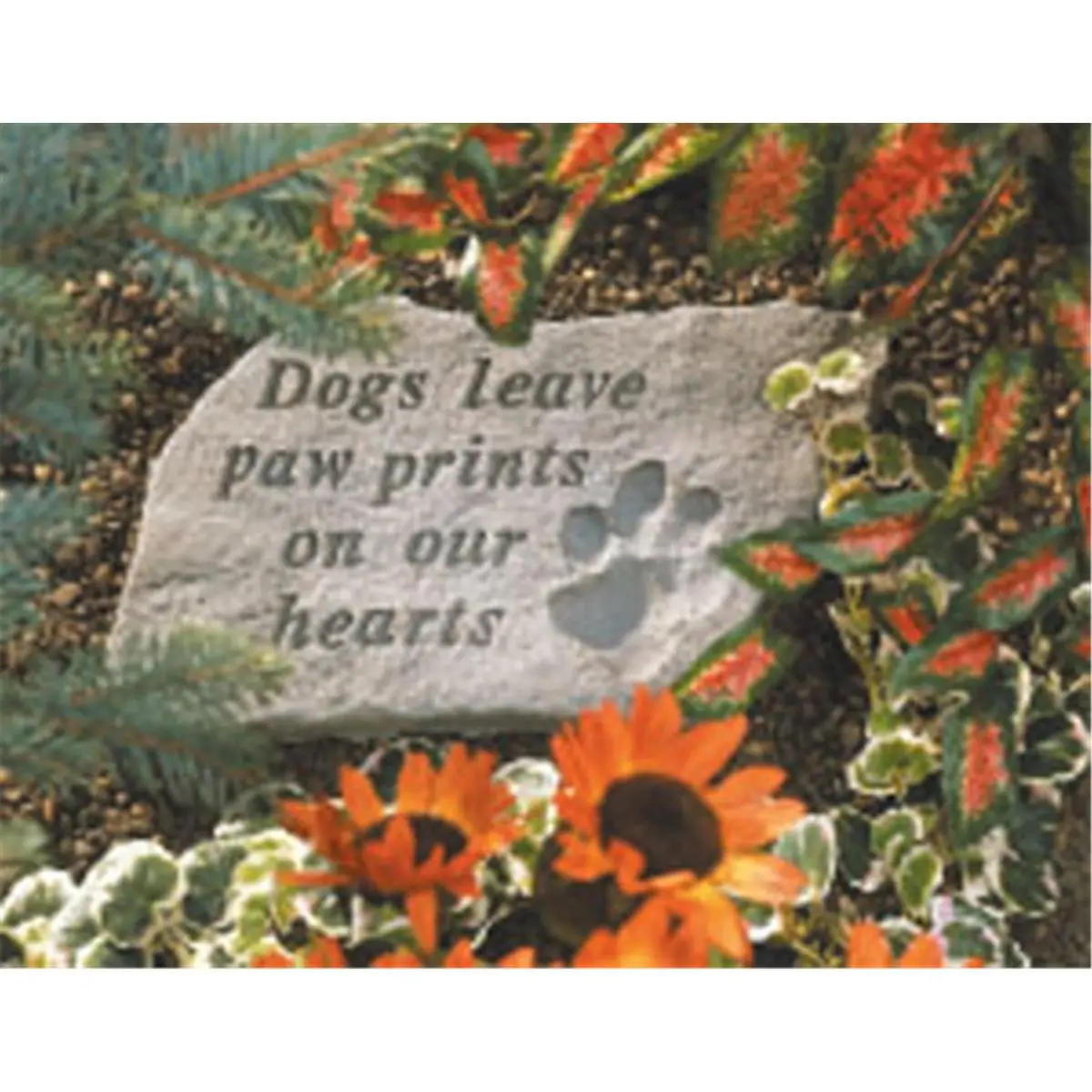 Kay Berry Inc. Weatherproof Cast Stone Dog Memorial Plaque, 14.5in x 9.5in, "Dogs Leave Paw Prints On Our Hearts" Design with Display Hanger