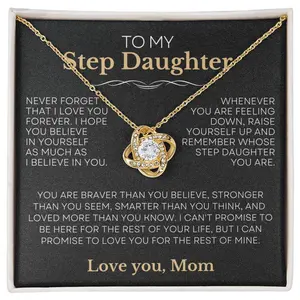 To My Step Daughter - Love Knot Necklace, Daddy Step Daughter Gift, Birthday Gift For Step Daughter, Gift From Dad, Gift From Mom, Mom to Step Daughter, Stepdaughter Necklace