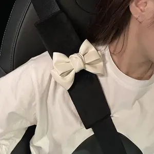 Car Seat Belt Cover, Cute Bowknot Decor Car Seat Belt Shoulder Pad, Durable Car Interior Decoration Accessories for Women & Girls, Interior Accessory
