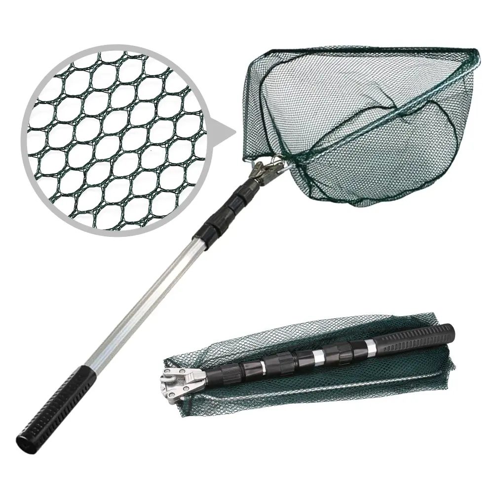 Telescoping Fishing Landing Net with Foldable Aluminum Alloy Handle, Fish-Safe Soft Mesh for Catch and Release, Extends to 130cm for Kids and Adults, for Freshwater and Saltwater Use, 400G