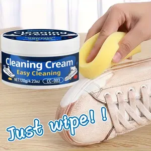 Shoe Surface Cleaning Paste, Stain Removal, No Water Needed, Shoe Polish That Solely Needs to Be Rubbed – Suitable for Refurbishing And Curing Shoes with Smooth Surfaces, White Shoes with Sponge Whitening And Yellow Frost Removal – 120g+sponge