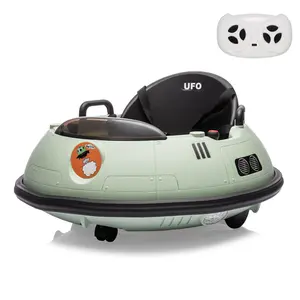 Ride On Bumper Car, 12V Kids Bumper Car with Remote Control, Electric Ride On Toys for Toddlers, 360° Spin Wheels, LED Lights, 5-Point Safety Belt & Music,Green