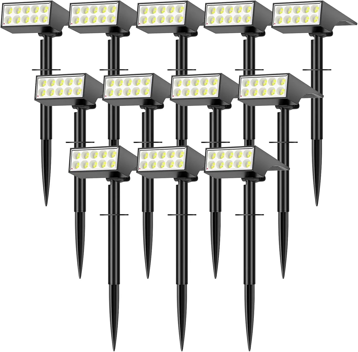 Solar Spot Lights Outdoor ,[12 Pack/4 Modes] Landscape Lighting Spotlights, Auto On/Off LED Solar  Yard Garden Flood Solar Light for Outside Pathway Wall Tree Pool,Cool White
