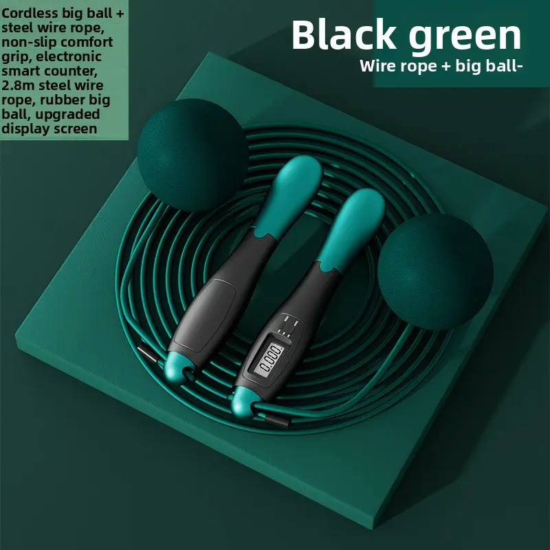 Electronic adult dual-use jump rope with intelligent counting, steel wire rope, cordless weighted jump rope for home use, sports equipment