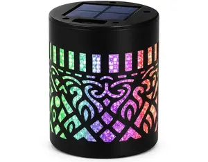 Iron Mandala Solar Lantern, Wireless Rechargeable Projection Light with RGB Color Changing, IP65 Waterproof Wall Decor for Glamping & RV Accessories, Wireless Solar Rechargeable Lantern Accessories