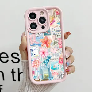 Beachy Tropical Collage Phone Case, Soft Silicone, Fully Protected and Shockproof For iPhone 17 16 15 Pro Max 14 16Pro 13 12 11 XSMAX Plus 17E MINI Cover Girl Y2K