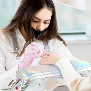 Nail Art Manicure Hand Rest Pillow, Silver Color PU Leather Cushion, Washable, Suitable for Nail Salons, Foot Toe Nails Accessories