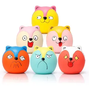 Dog Toys -Cute Funny Latex Dog Balls for Small Puppy and Medium Pets Dogs (6 Pack) (Fox)