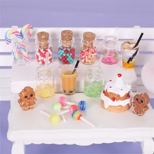 18pcs Christmas Miniature Dollhouse Decoration Set with Gingerbread Men Lollipops and Colorful Drinks for Festive Decor