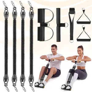 New Pedal Resistance Band – Adjustable 4-Tube Sit-Up Pull Rope with Ergonomic Handles, Multifunctional Home Fitness Equipment for Full-Body Workout (Arms, Waist, Legs, Abdomen)