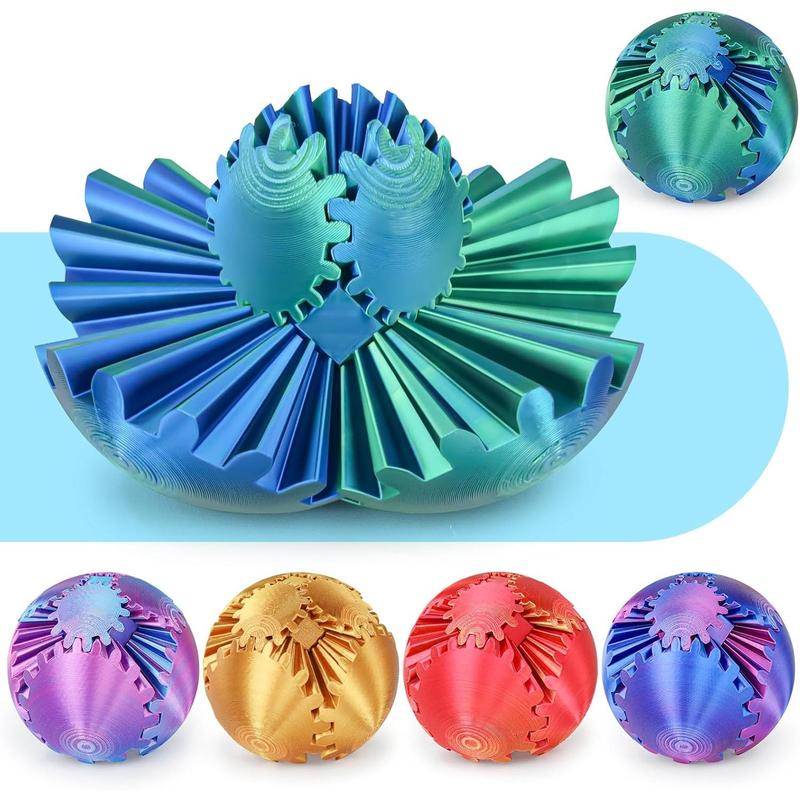 3D Printed Gear Ball Fidget Toy – Rotating Gear Cube Stress Relief ...