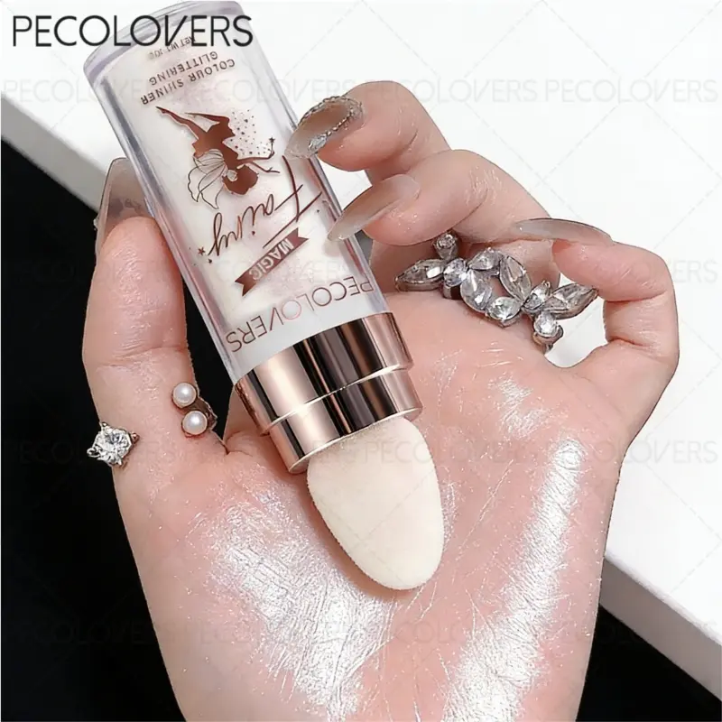 Shimmer Powder, Radiant Shimmer, Face Eyes Body 3-in-1 Pearlescent Cosmetics Glowy Highlighter, Contouring& Defining Powder, Reflective Glitter Finish, Ideal for Costume Parties & Stage Performances, Portable Jar & Easy Pat Application, Highlighter Makeup