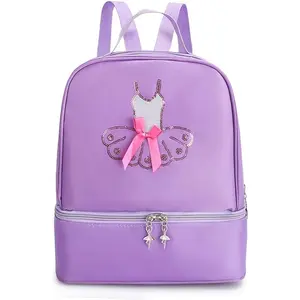 SQ-CPB030 Ballet Dance Backpack for Little Girls Ballerina Purple Bag for Dance Toddler Dance Bag Gymnastics Latin Dance Yoga Tap Dance Jazz Storage Bag,27cmx30cmx15.5cm