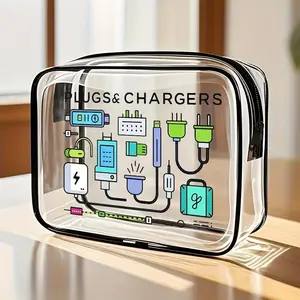 Large Capacity Zipper Storage Bag, Durable PVC Waterproof Fade-Resistant, Fun Print Easy Clean Lightweight, Travel Toiletry Bag, Daily Essentials Organizer