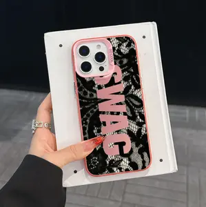 Edgy Coquette Black Lace SWAG Phone Case for iPhone 17/16/15/14/13 Pro Max, Shockproof Slim Protective Cover, Grunge Feminine Aesthetic Bumper Case for Trendy Girls Women, Cute Y2K Fashion Case