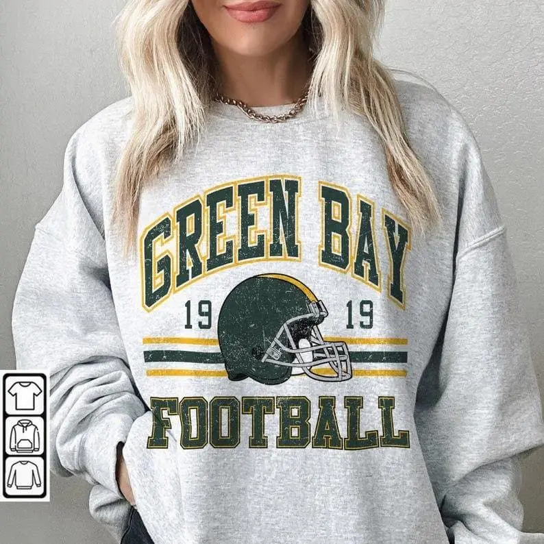 [SALE UP TO 51%] Green Bay Football Hoodie, Green Bay Football Sweatshirt, Retro 90s Crewneck, Team Football Shirt, Unisex Game Day Top, Sport Fan Gift for Football Lovers For Men, For Women