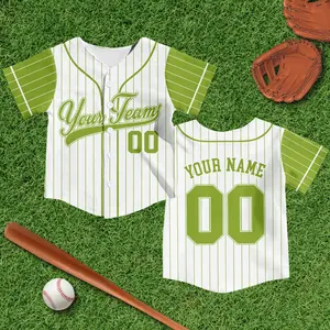 Personalized Team Name Number Pinstripe Baseball Jersey, Custom Stripe Line Color Youth Kid Baseball Jersey, Kids Birthday Jersey