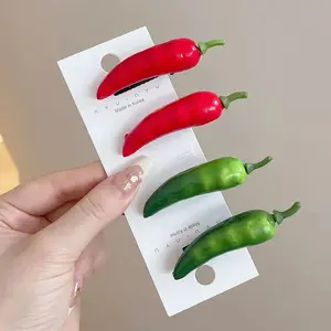 4pcs Spicy Chili Pepper Hair Clips – Fun Aesthetic Accessories for Girls & Women | Trend Rhythm