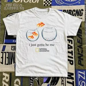 I just gotta be me Tee, national geographic Gildan Men's White T-shirt - Y2K Vintage Cartoon Aesthetic