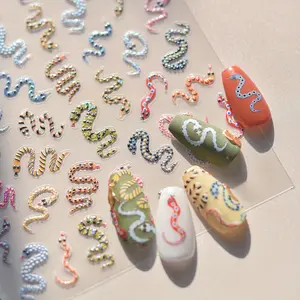 5D Embossed Nail Art Stickers - Colorful Cartoon Flower Decals Manicure, Self-Adhesive & Shimmering Animal Designs Unique Nail Art, Nail Designs |     Cartoon Patterns |     Selfadhesive Stickers